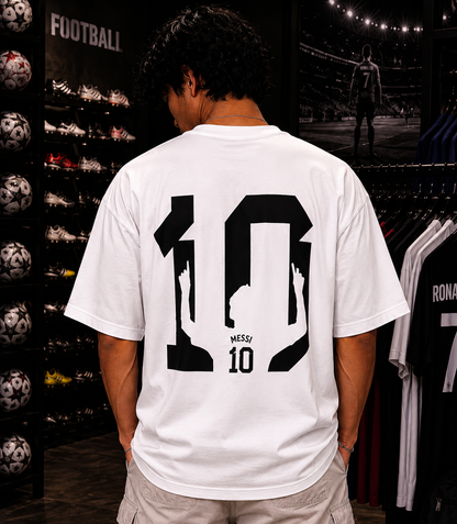 MESSI SHADOW WHITE OVERSIZED T-SHIRT – 200 GSM