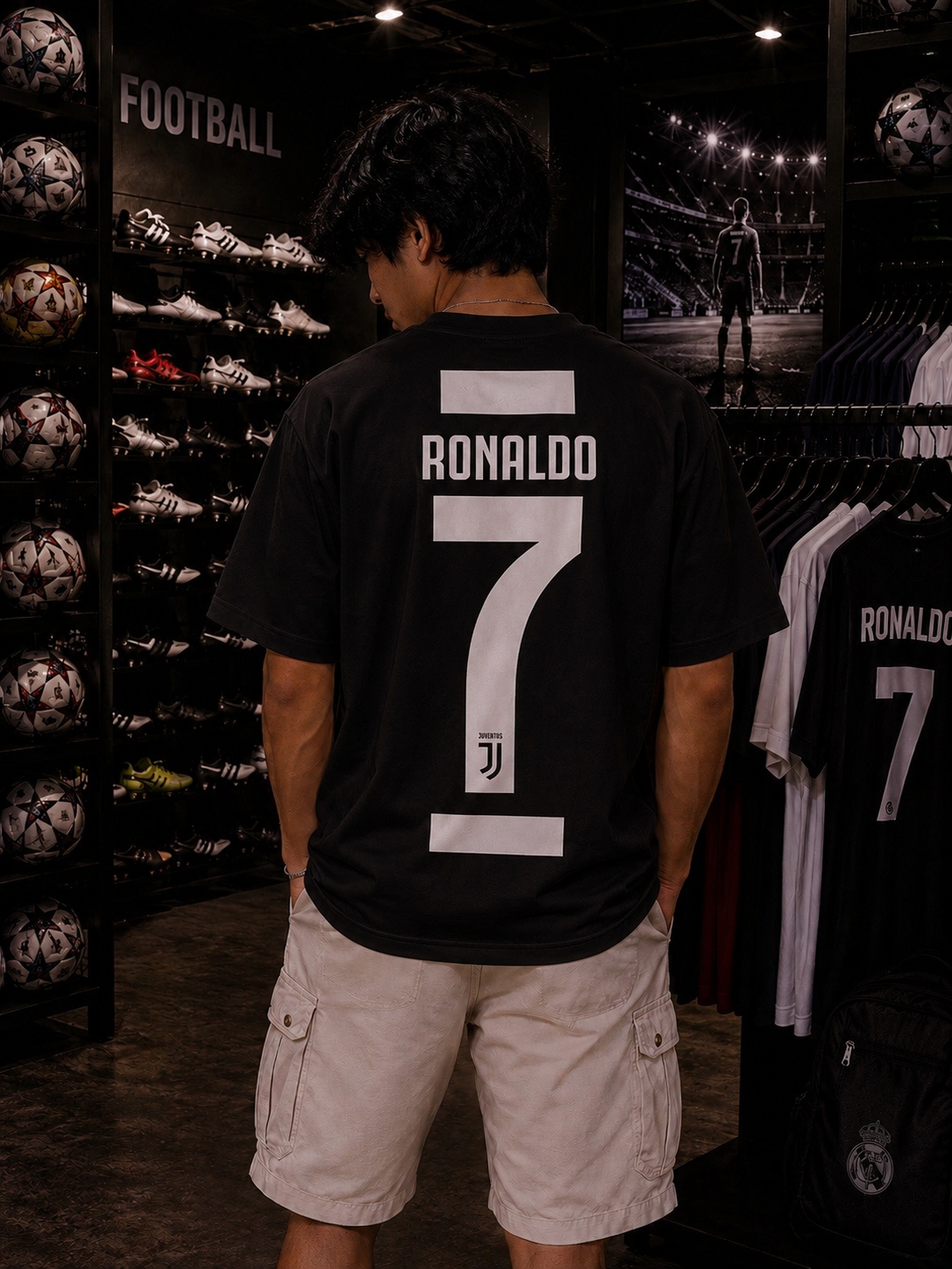JUVENTUS BLACK - OVERSIZED TEE – 200 GSM