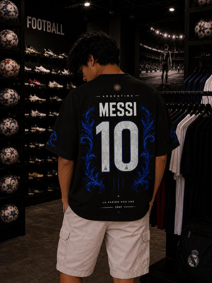ARGENTINA MESSI 10 OVERSIZED T-SHIRT – MIDNIGHT BLUE EDITION – 240 GSM