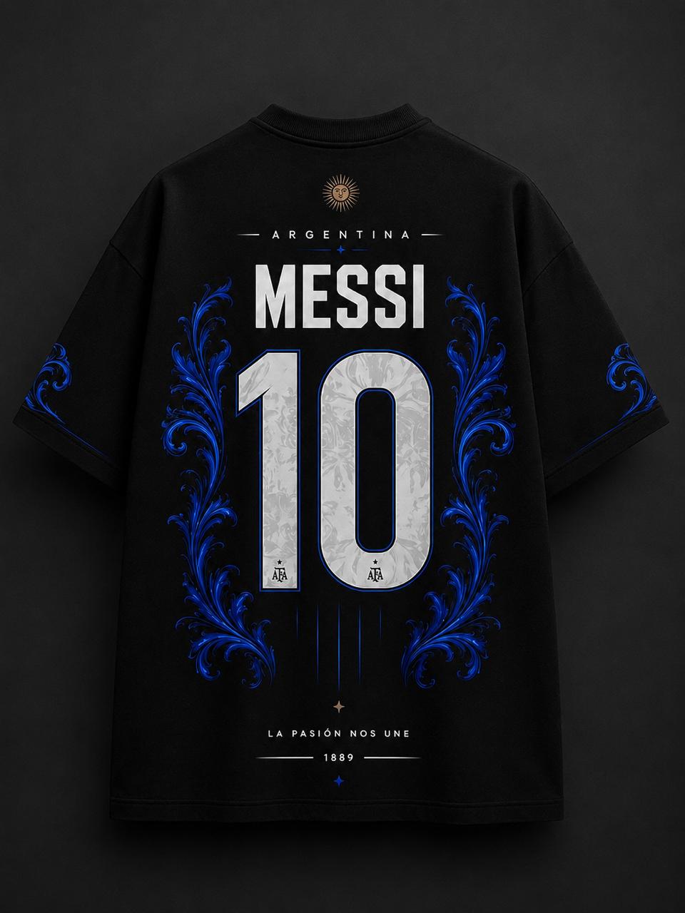 ARGENTINA MESSI 10 OVERSIZED T-SHIRT – MIDNIGHT BLUE EDITION – 240 GSM