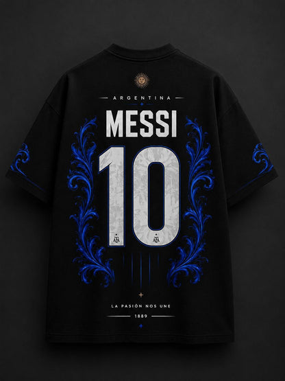 ARGENTINA MESSI 10 OVERSIZED T-SHIRT – MIDNIGHT BLUE EDITION – 240 GSM