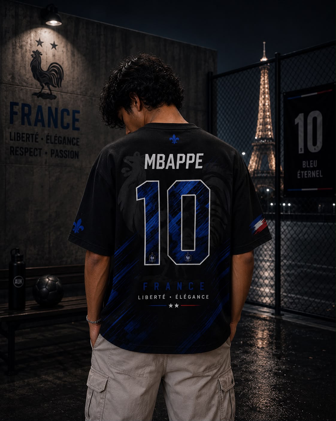 FRANCE MBAPPÉ 10 OVERSIZED T-SHIRT – BLEU ÉTERNEL EDITION – 240 GSM